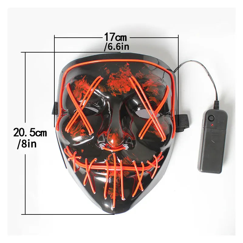 Halloween Neon Led Purge Mask Masque Masquerade Party Masks Light Grow in the Dark Horror Mask Glowing Masker