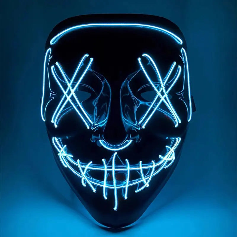 Halloween Neon Led Purge Mask Masque Masquerade Party Masks Light Grow in the Dark Horror Mask Glowing Masker