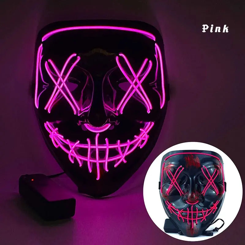 Halloween Neon Led Purge Mask Masque Masquerade Party Masks Light Grow in the Dark Horror Mask Glowing Masker