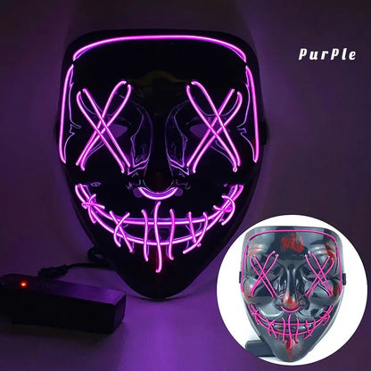 Halloween Neon Led Purge Mask Masque Masquerade Party Masks Light Grow in the Dark Horror Mask Glowing Masker