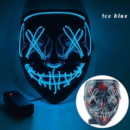 Halloween Neon Led Purge Mask Masque Masquerade Party Masks Light Grow in the Dark Horror Mask Glowing Masker