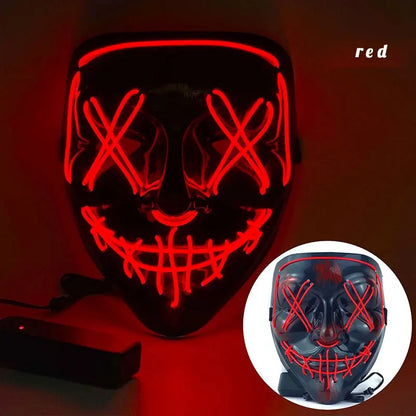 Halloween Neon Led Purge Mask Masque Masquerade Party Masks Light Grow in the Dark Horror Mask Glowing Masker