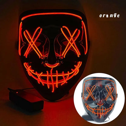 Halloween Neon Led Purge Mask Masque Masquerade Party Masks Light Grow in the Dark Horror Mask Glowing Masker