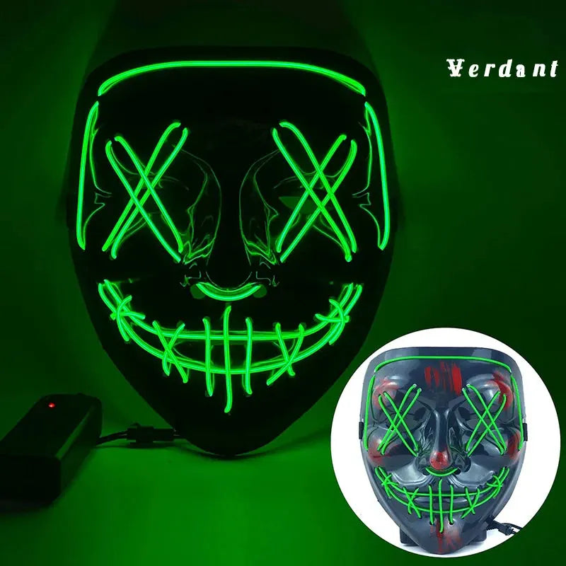 Halloween Neon Led Purge Mask Masque Masquerade Party Masks Light Grow in the Dark Horror Mask Glowing Masker